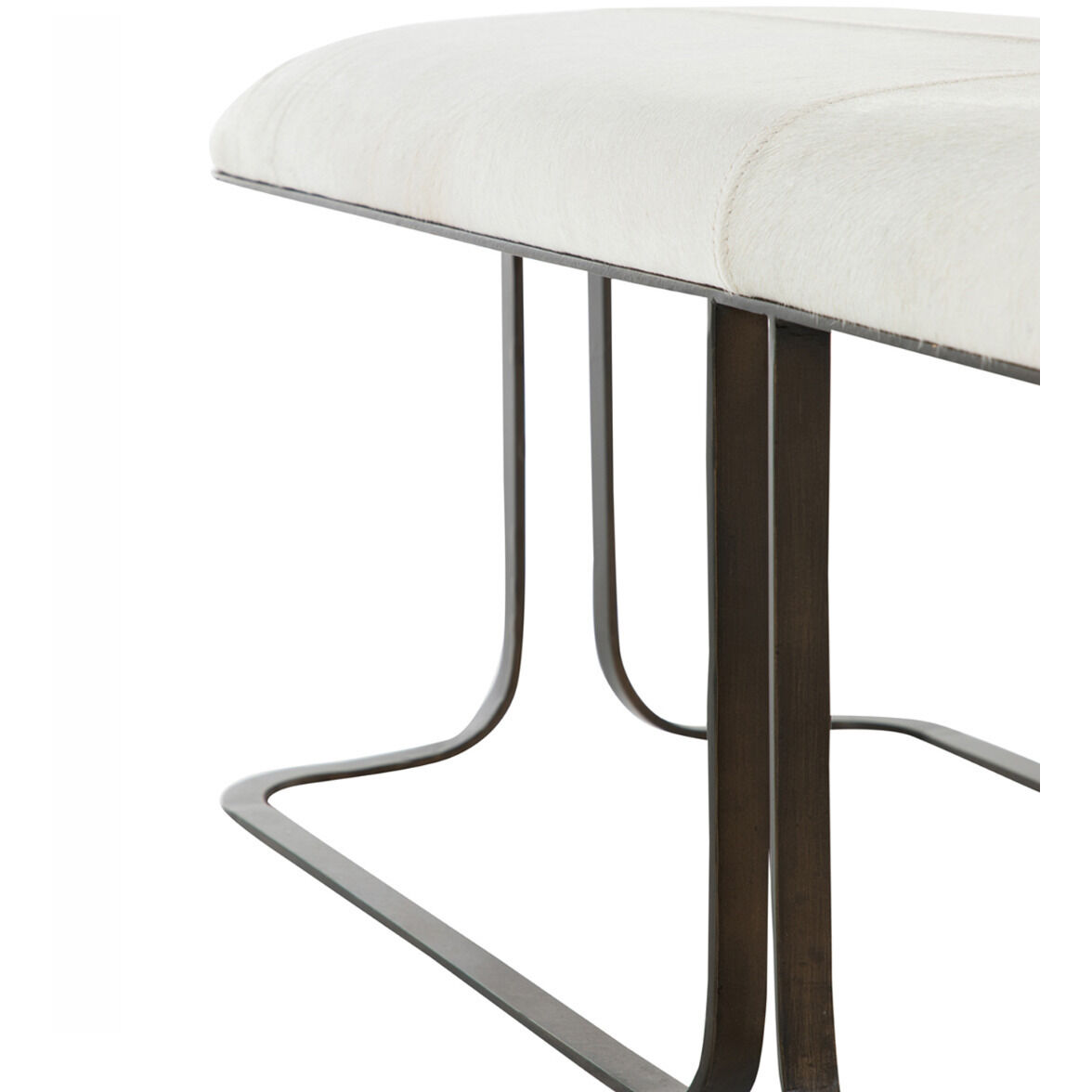 Orson Natural Ivory Hide / Antique Dark Bronze Bench