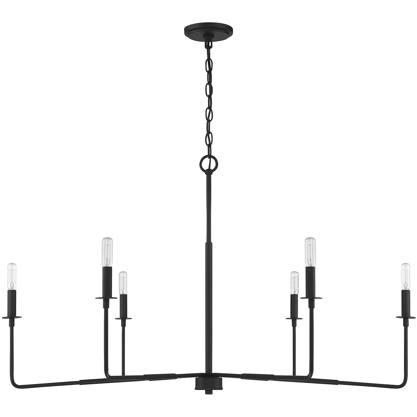 Salerno 6 Light 42 inch Matte Black Chandelier Ceiling Light, Essentials