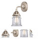 Nouveau 2 Small Canton 1 Light 5.25 inch Brushed Satin Nickel Sconce Wall Light in Clear Glass