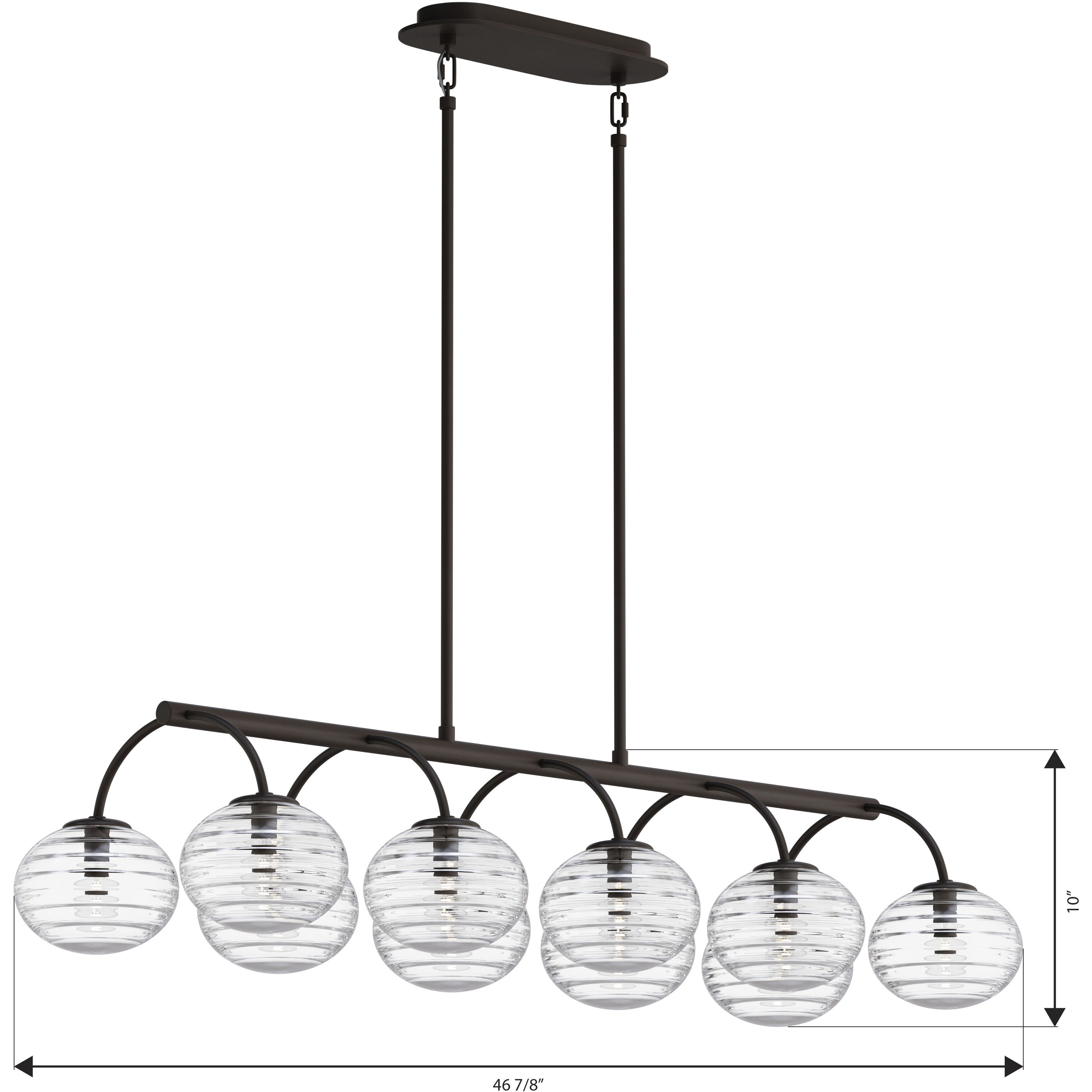 Lenora 10 Light 47 inch Dark Bronze Linear Chandelier Ceiling Light