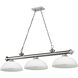 Cordon 3 Light 57.25 inch Brushed Nickel Billiard Ceiling Light in Matte Opal Glass