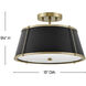 Clarke 2 Light 15 inch Warm Brass with Black Indoor Semi-Flush Mount Ceiling Light
