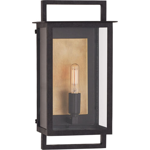 Ian K. Fowler Halle 1 Light 13.25 inch Aged Iron and Clear Glass Outdoor Wall Lantern, Small