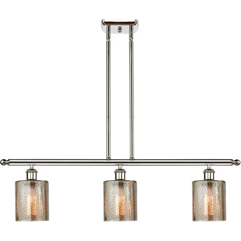 Ballston Cobbleskill 3 Light 36 inch Polished Nickel Island Light Ceiling Light in Mercury Glass, Ballston