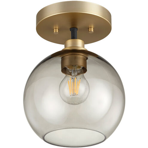 Clarion 1 Light 8 inch Noir and Aged Brass Semi-Flush Mount Ceiling Light