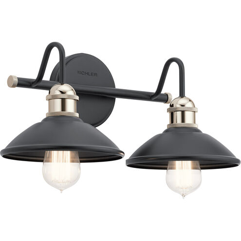 Clyde 2 Light 17 inch Black Wall Mt Bath 2 Arm Wall Light