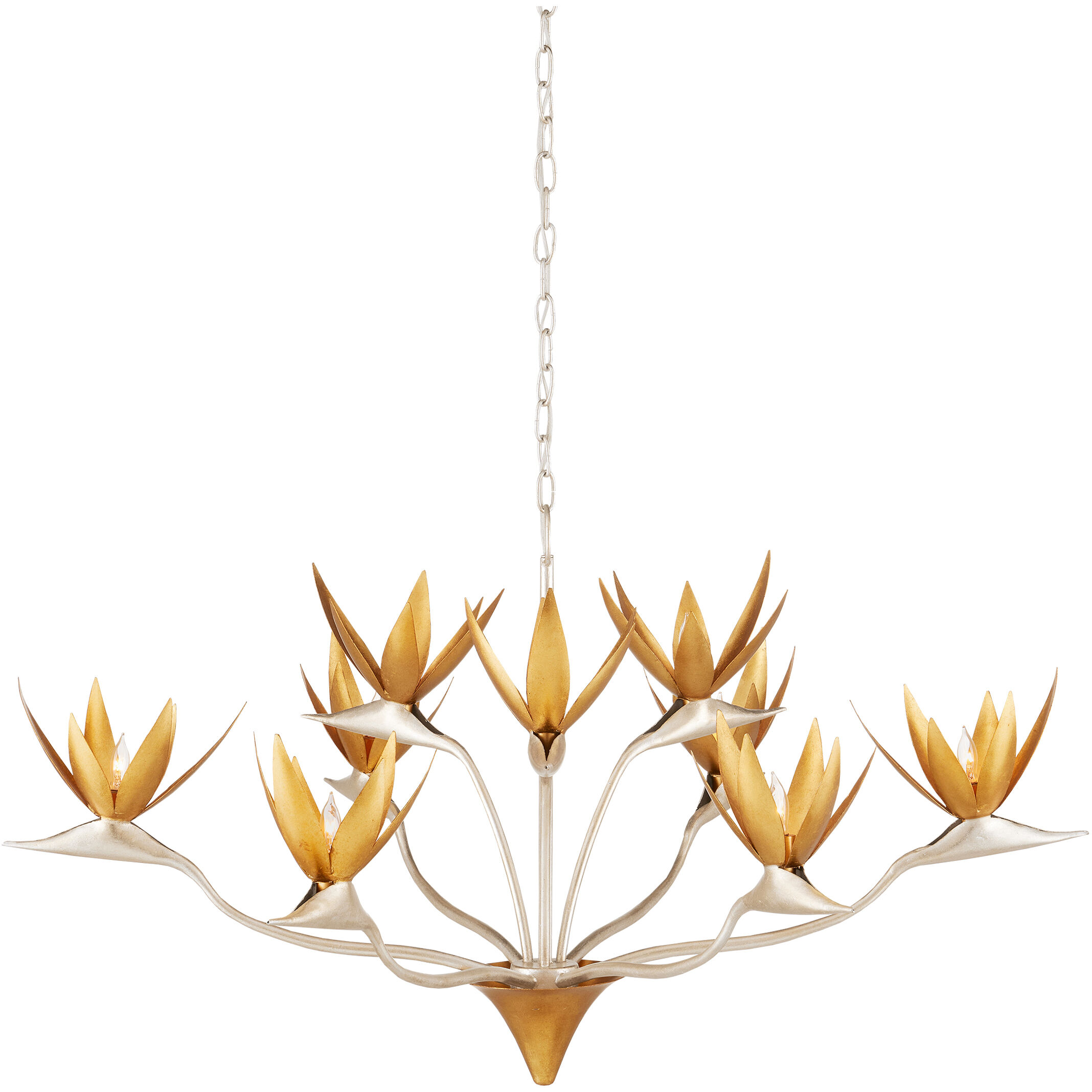 Paradiso 9 Light 39.5 inch Contemporary Silver Leaf and Gold Leaf Chandelier Ceiling Light