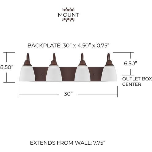 Trenton 4 Light 30 inch Bronze Vanity Light Wall Light