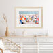 Summer Days on Beach Blue and Pink and Teal and Multi Framed Art