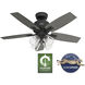 Gatlinburg 44 inch Matte Black with Dark Gray Oak/Matte Black Blades Ceiling Fan