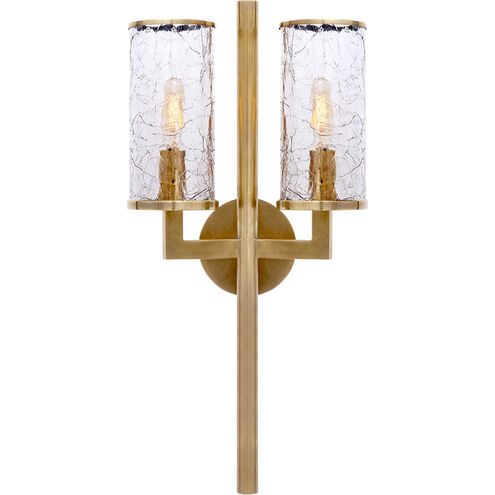 Kelly Wearstler Liaison 2 Light 9.5 inch Antique-Burnished Brass Double Sconce Wall Light in Crackle Glass