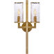 Kelly Wearstler Liaison 2 Light 9.5 inch Antique-Burnished Brass Double Sconce Wall Light in Crackle Glass