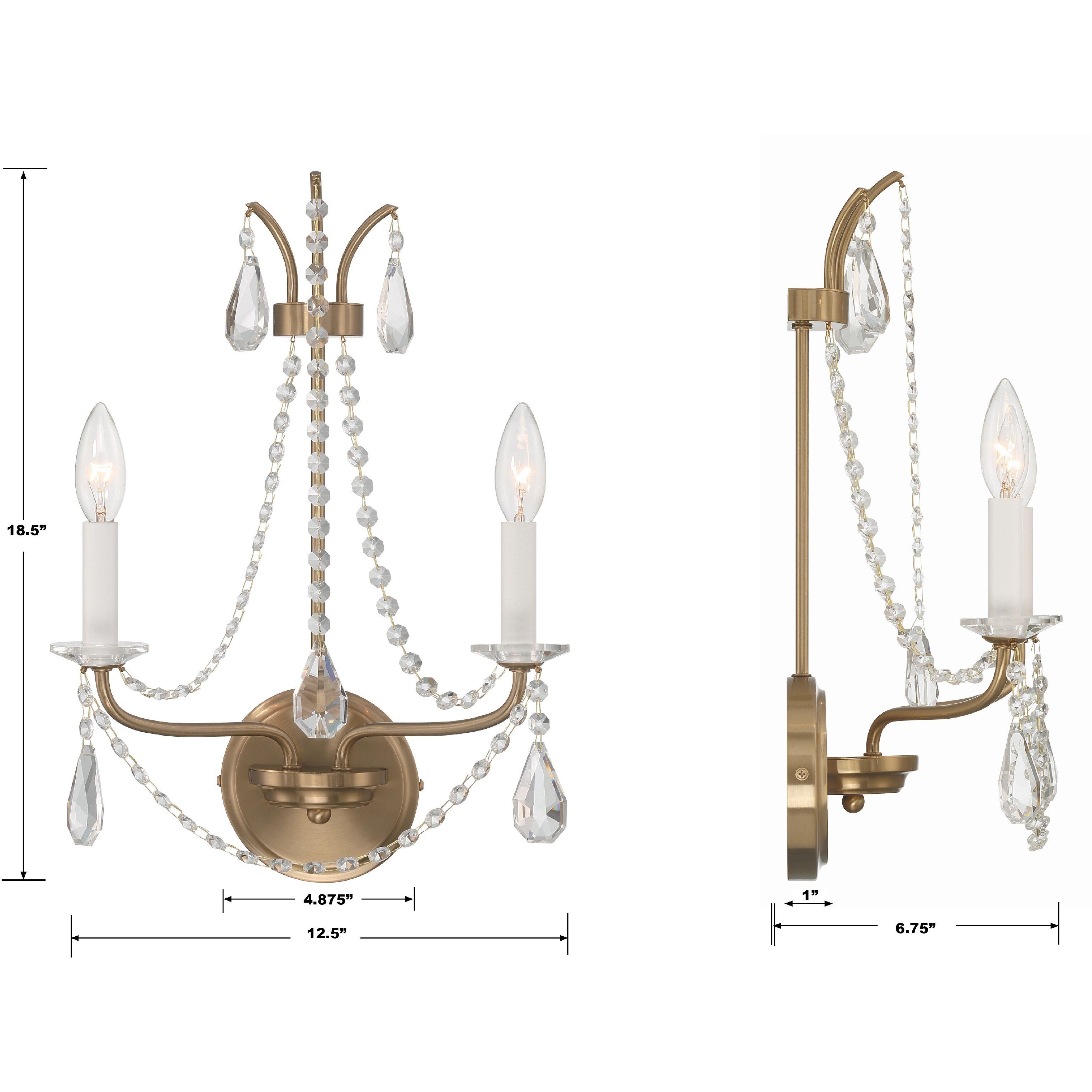 Karrington Sconce Wall Light in Aged Brass