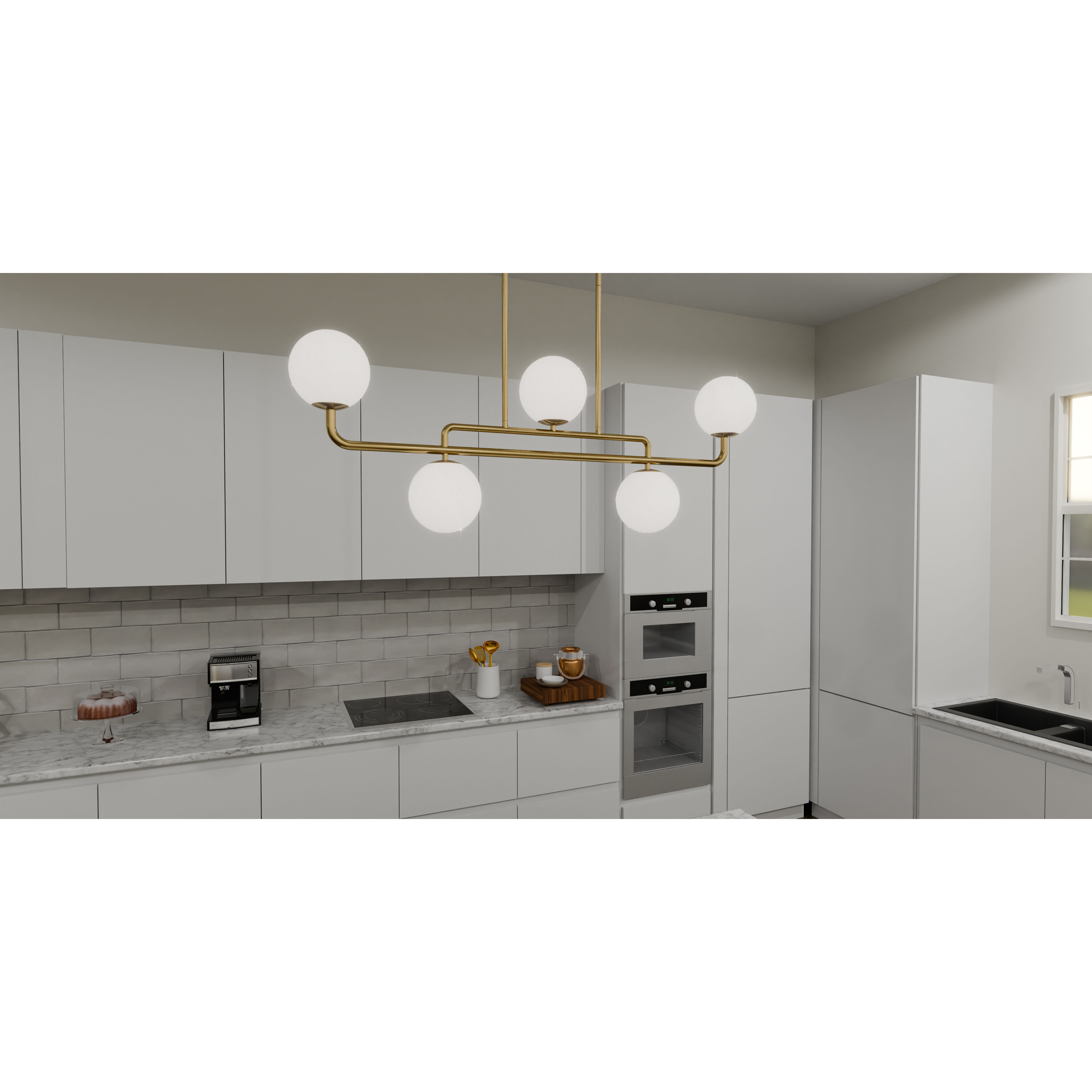 Regis 5 Light 40 inch Brushed Gold Island Light Ceiling Light, Medium