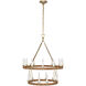 Chapman & Myers Darlana5 LED 31.75 inch Antique-Burnished Brass and Natural Rattan Two Tier Chandelier Ceiling Light, Medium