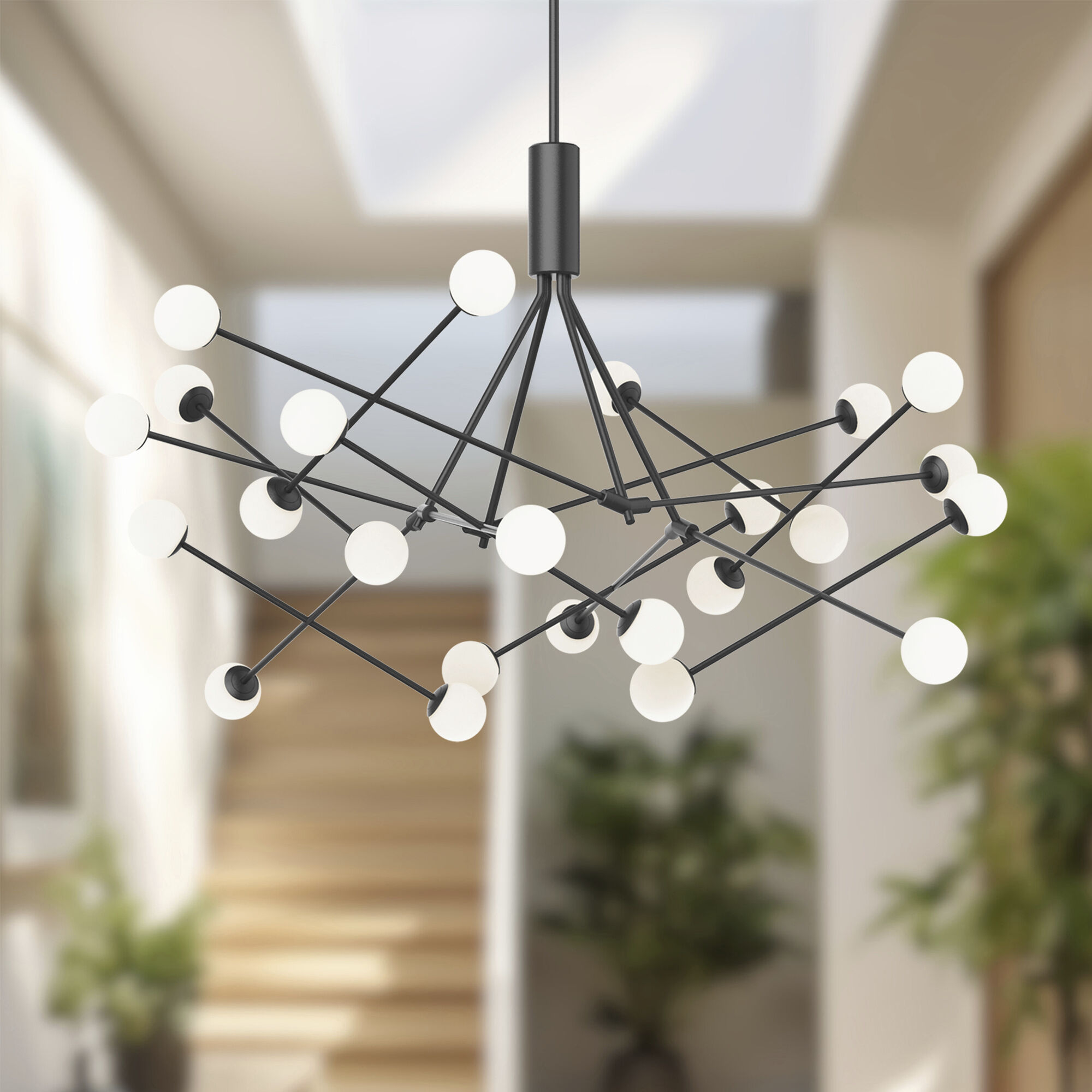 Moto LED 55.63 inch Black Chandelier Ceiling Light