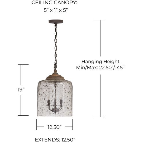 Tybee 3 Light 12.5 inch Nordic Grey Pendant Ceiling Light