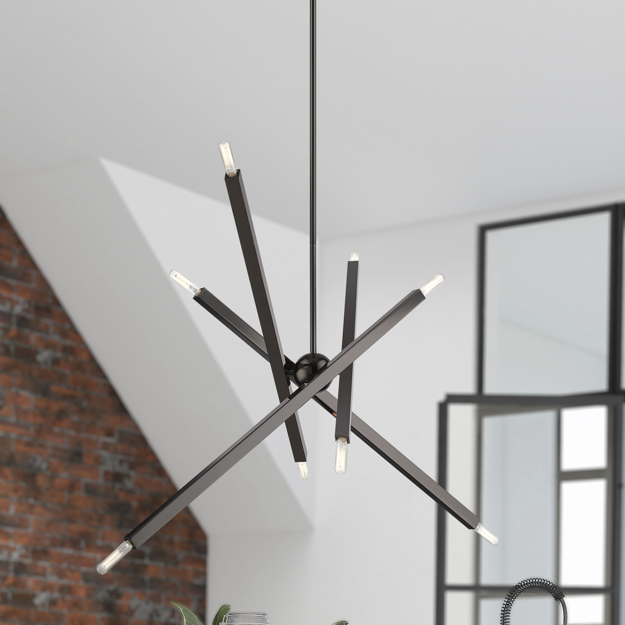 Monaco 8 Light 35 inch Black Chrome Linear Chandelier Ceiling Light, Large