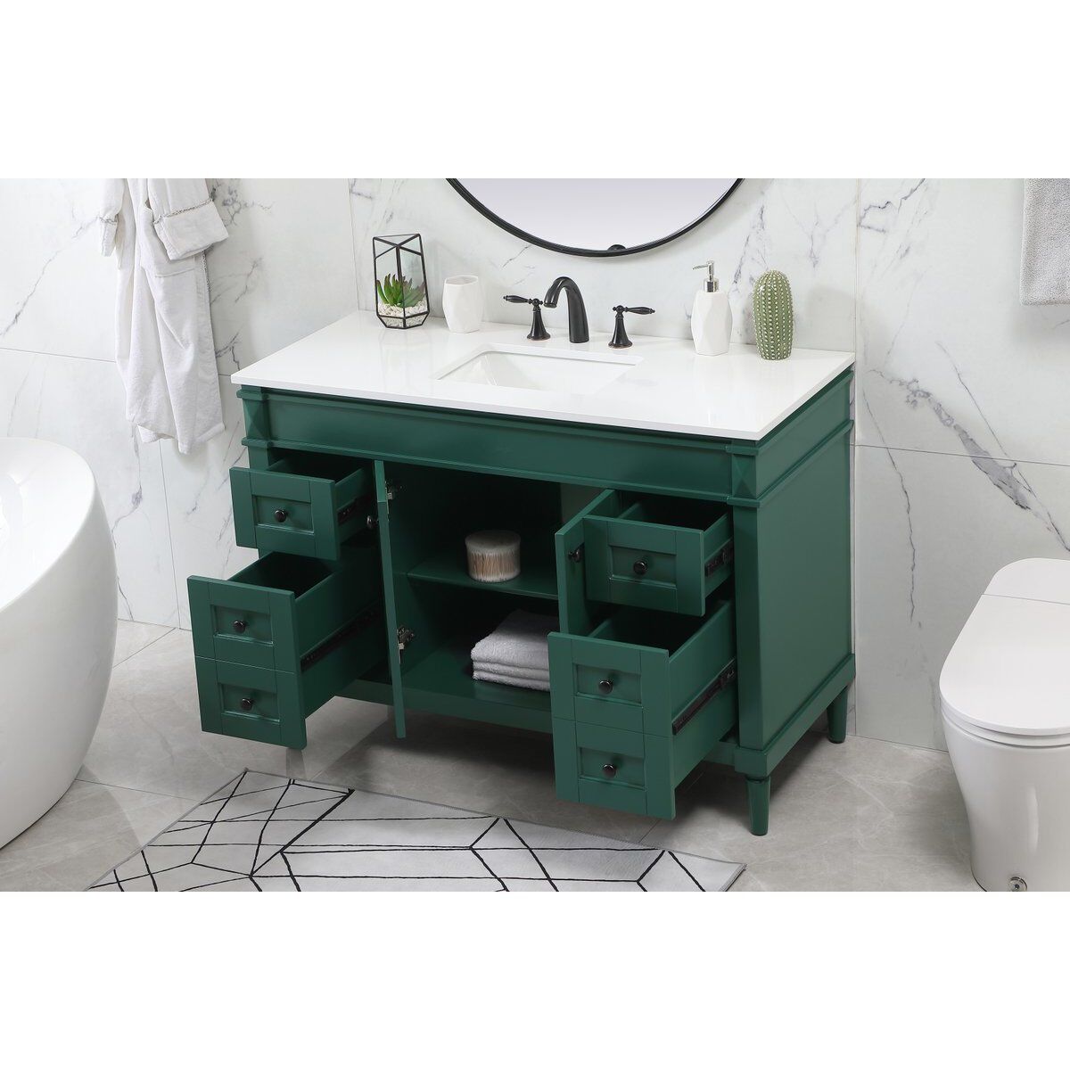 Bennett 48 X 21 X 35 inch Green Vanity Sink Set
