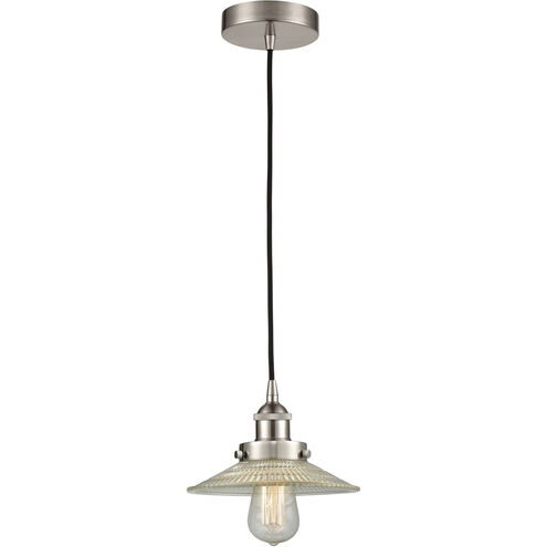 Edison Halophane LED 9 inch Brushed Satin Nickel Mini Pendant Ceiling Light