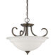 Bella 3 Light 16 inch Oil Rubbed Bronze Semi Flush Mount Ceiling Light