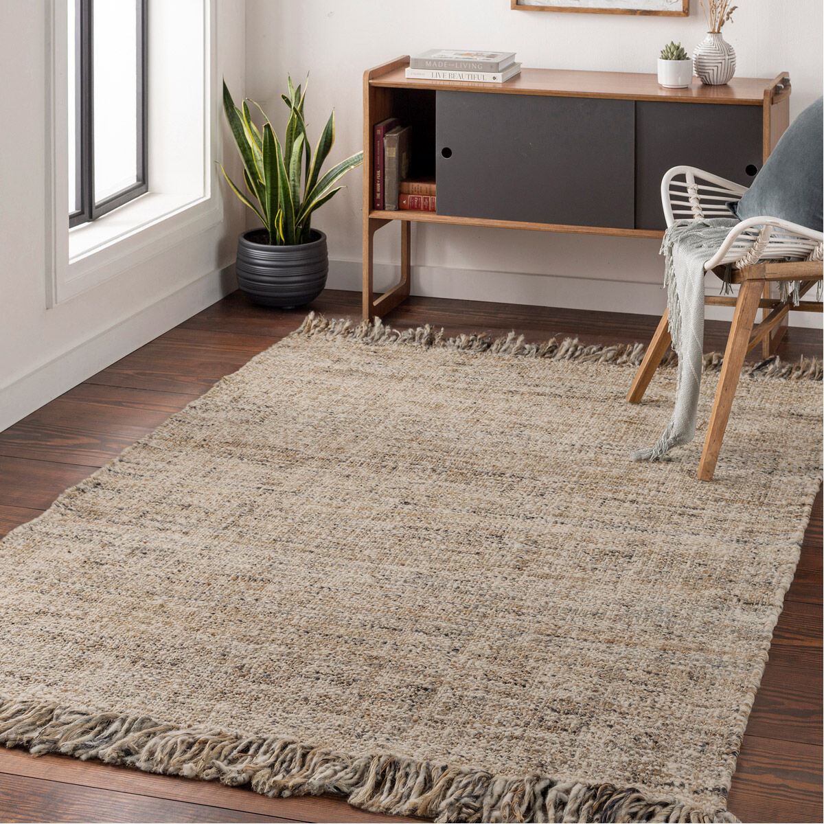 Dumont 120 X 96 inch Charcoal with Gray and Tan Rug, 8ft x 10ft