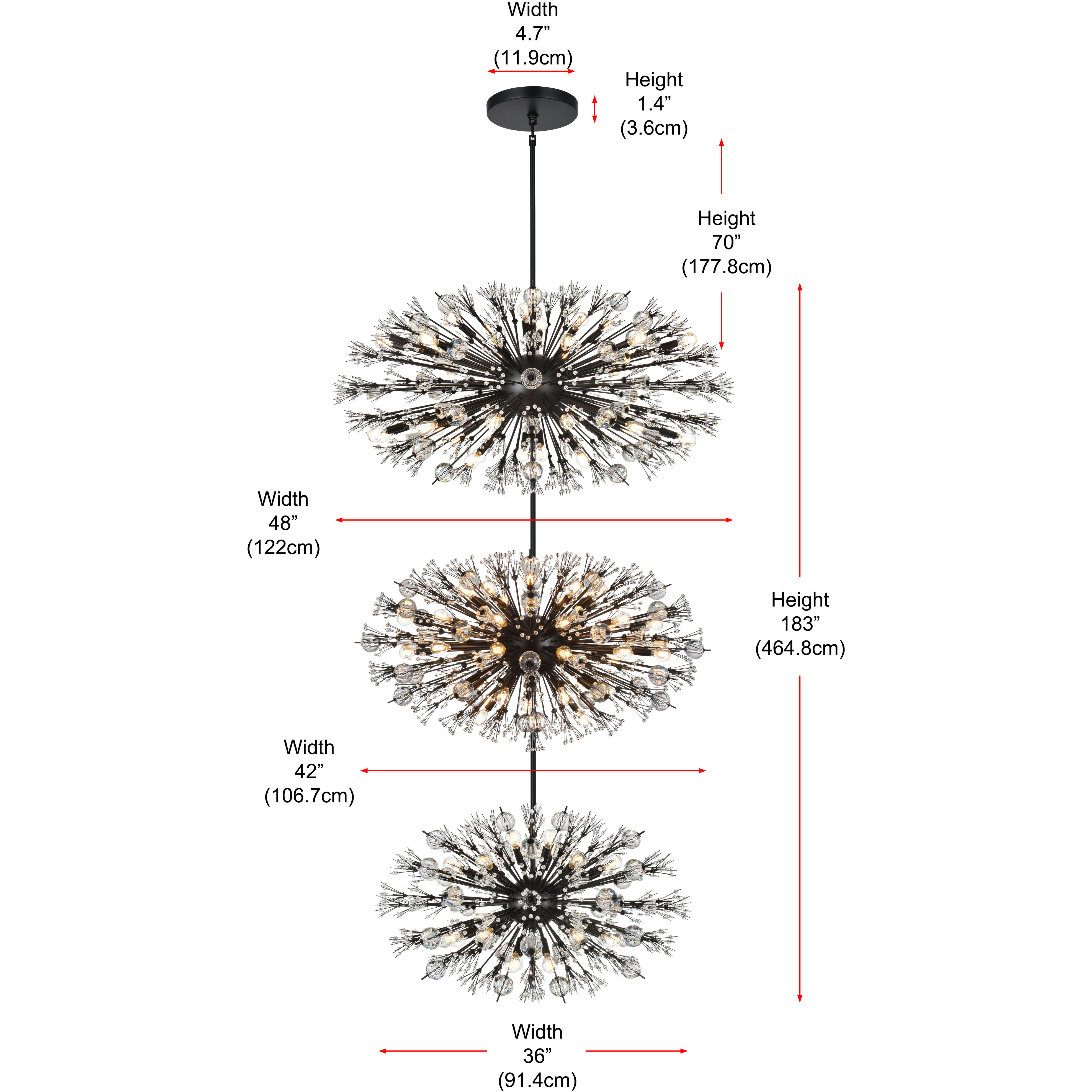 Vera 100 Light 25.5 inch Black Chandelier Ceiling Light
