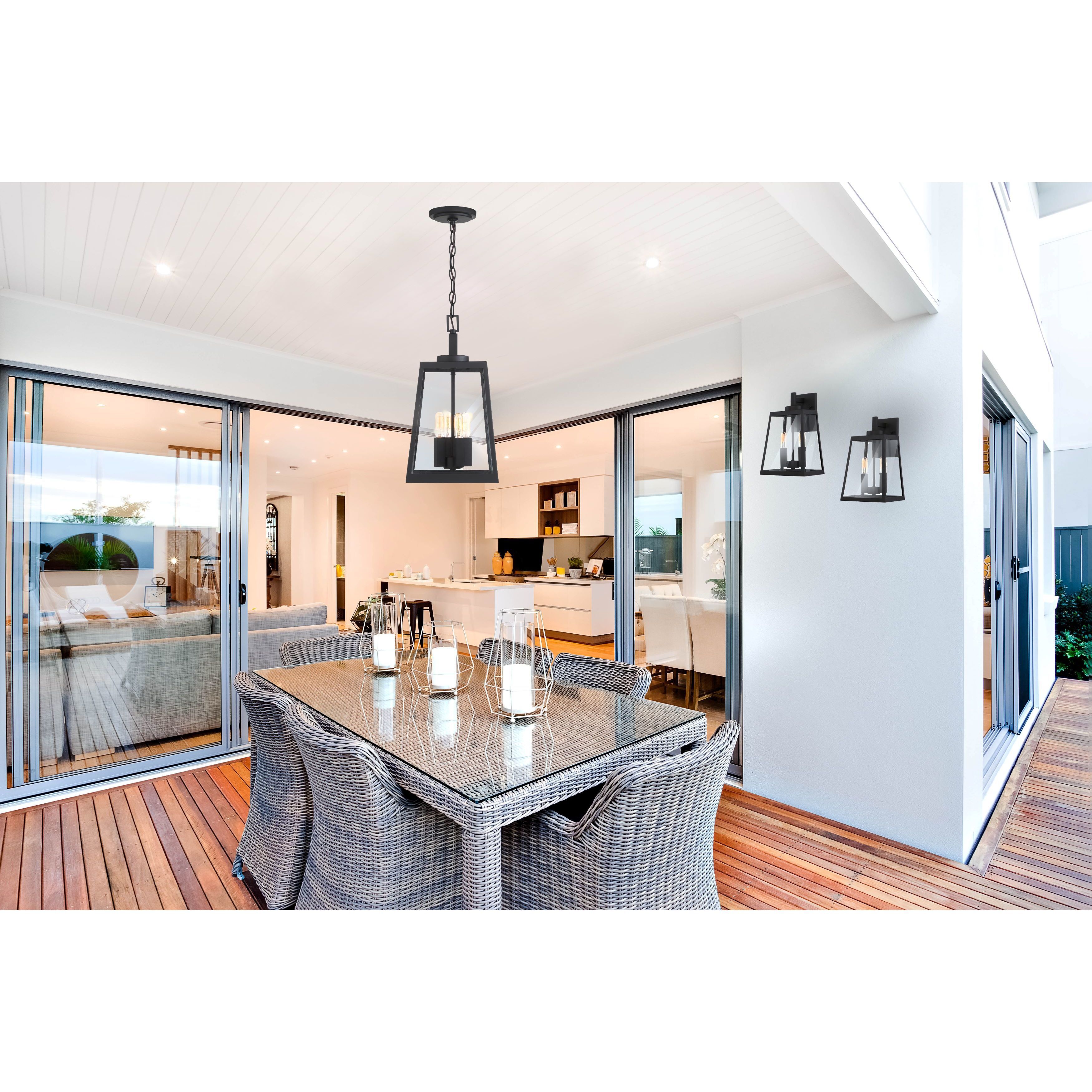 Halifax 4 Light 10 inch Matte Black and Glass Outdoor Hanging Lantern