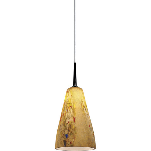 Zara LED 3.9 inch Chrome Pendant Ceiling Light in Cinnamon Glass