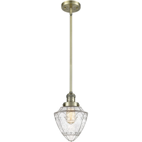 Franklin Restoration Bullet 1 Light 7 inch Antique Brass Mini Pendant Ceiling Light in Incandescent, Seedy