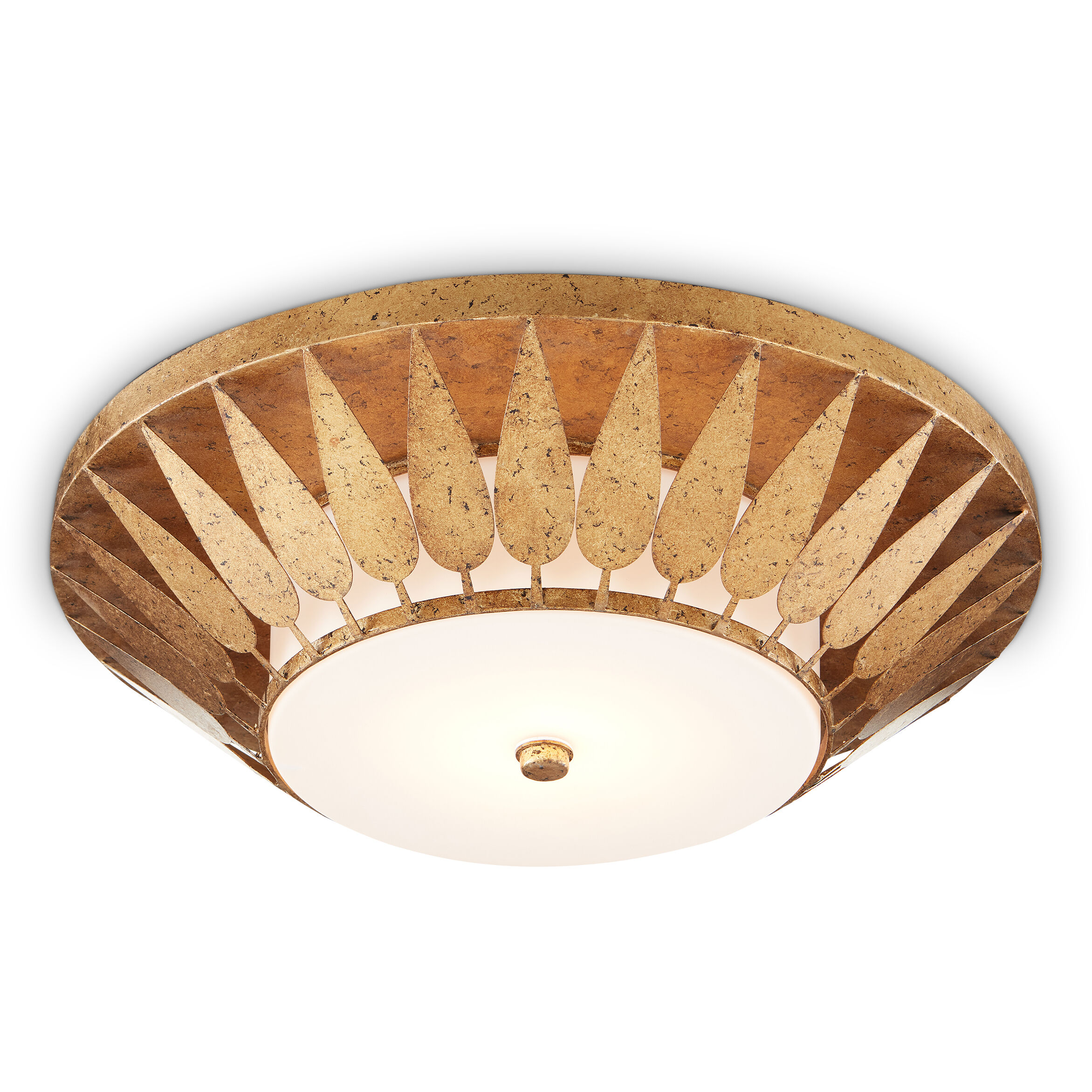 Floris 1 Light 22 inch New Gold Leaf/Milky Glass Flush Mount Ceiling Light