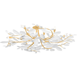 Marabec 12 Light 48 inch Vintage Gold Leaf and White Plaster Semi Flush Ceiling Light