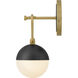 Bowie 1 Light 7.75 inch Lacquered Brass and Black Bath Sconce Wall Light in Lacquered Brass with Black