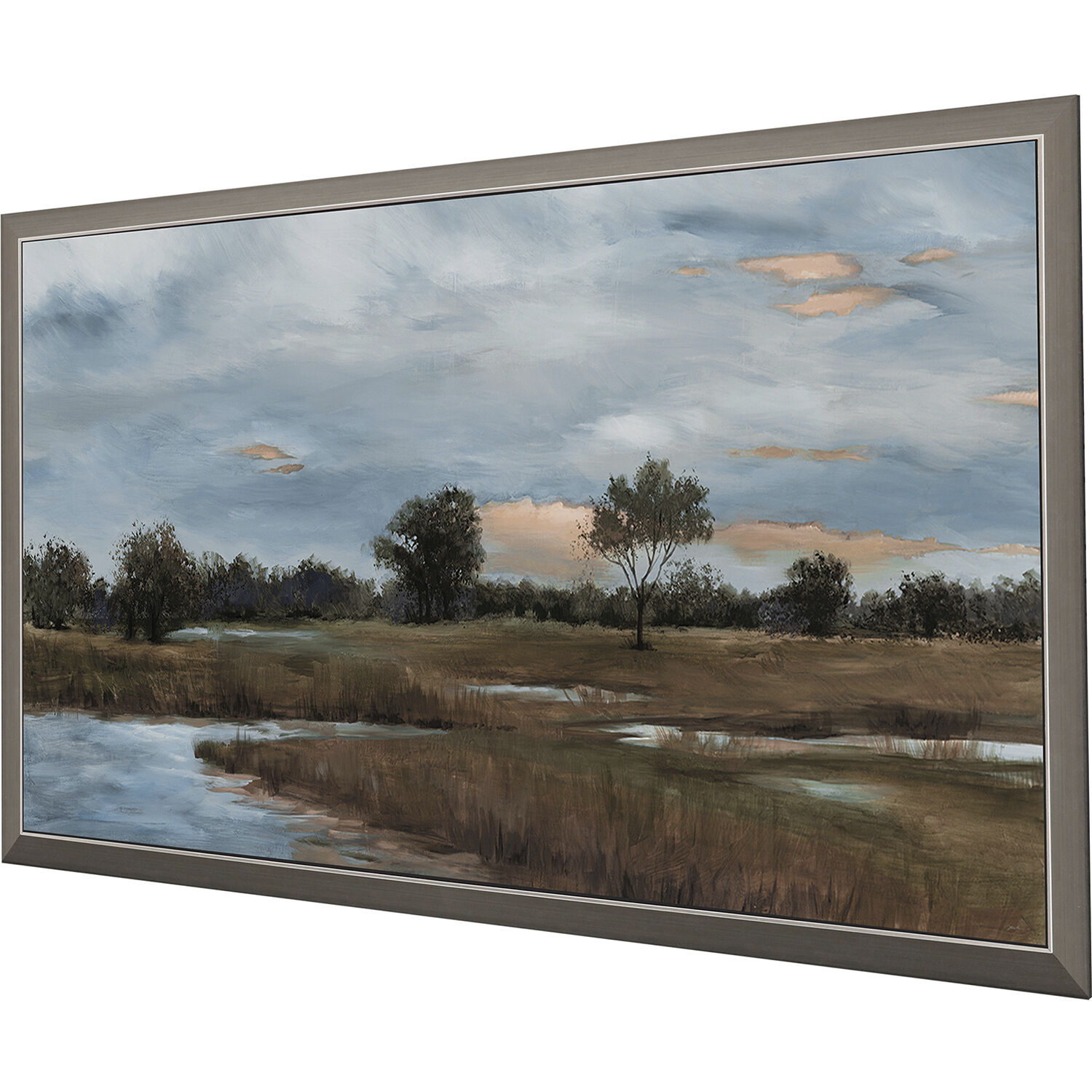 Waterside Brown and Blue and Beige Framed Art