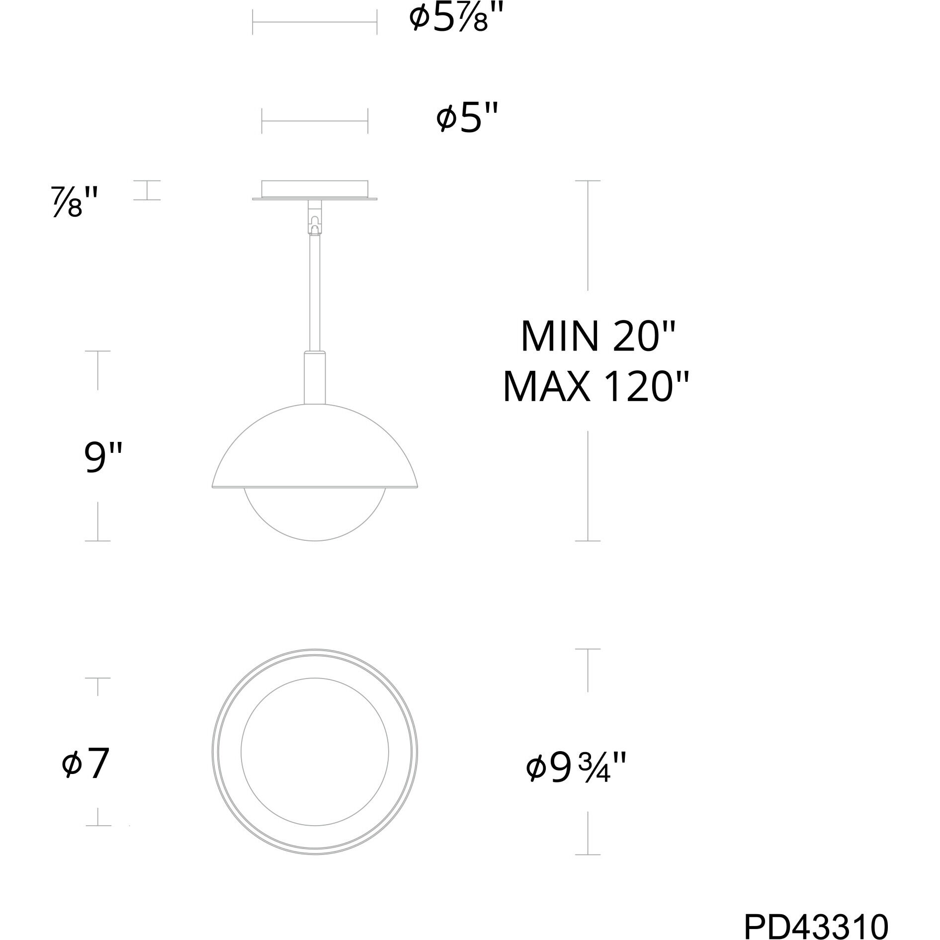 Moonstone LED 9.75 inch Black Pendant Ceiling Light, dweLED