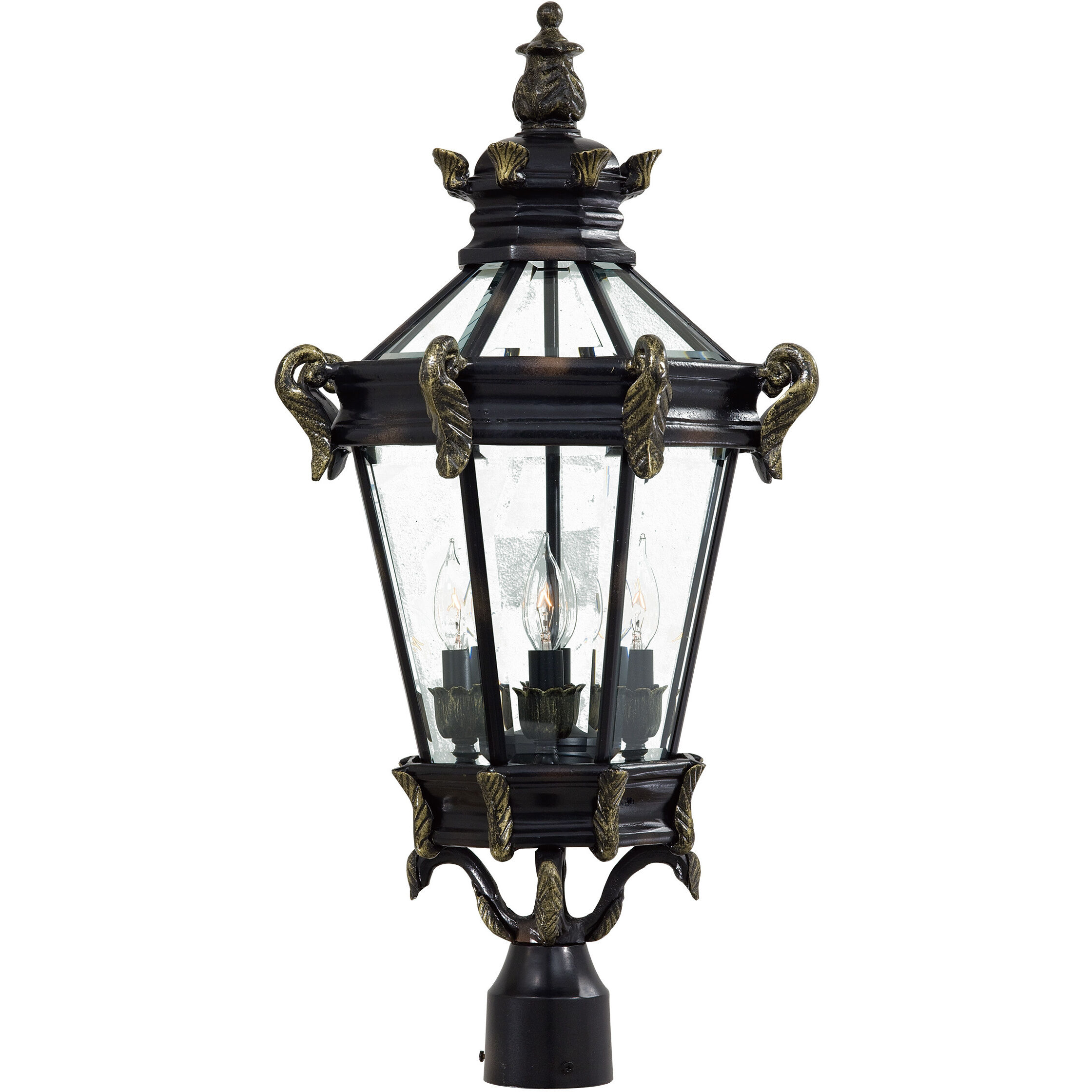 Stratford Hall 4 Light 28 inch Heritage/Gold Outdoor Post Mount Lantern, Great Outdoors
