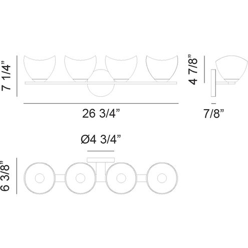 Uptowne 4 Light 26.75 inch Chrome Bath Vanity Light Wall Light in Chrome and Opal Glass