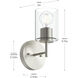 Replay 1 Light 6 inch Brushed Nickel Bath & Vanity Light Wall Light