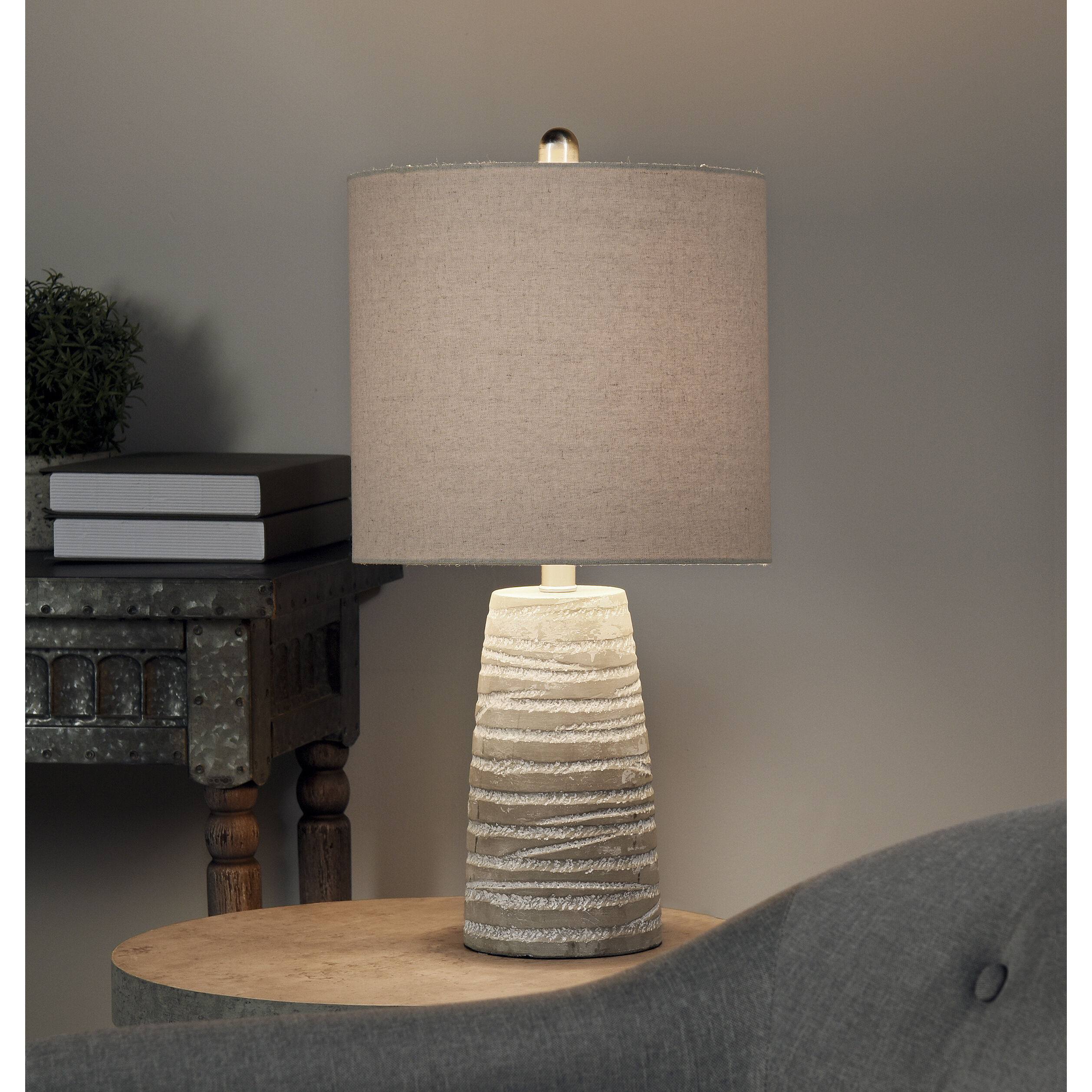 Signature 24 inch 60 watt Gray Washed Table Lamp Portable Light
