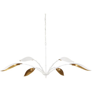 Yuriko 6 Light 66.75 inch Gesso White and Contemporary Gold Leaf Chandelier Ceiling Light