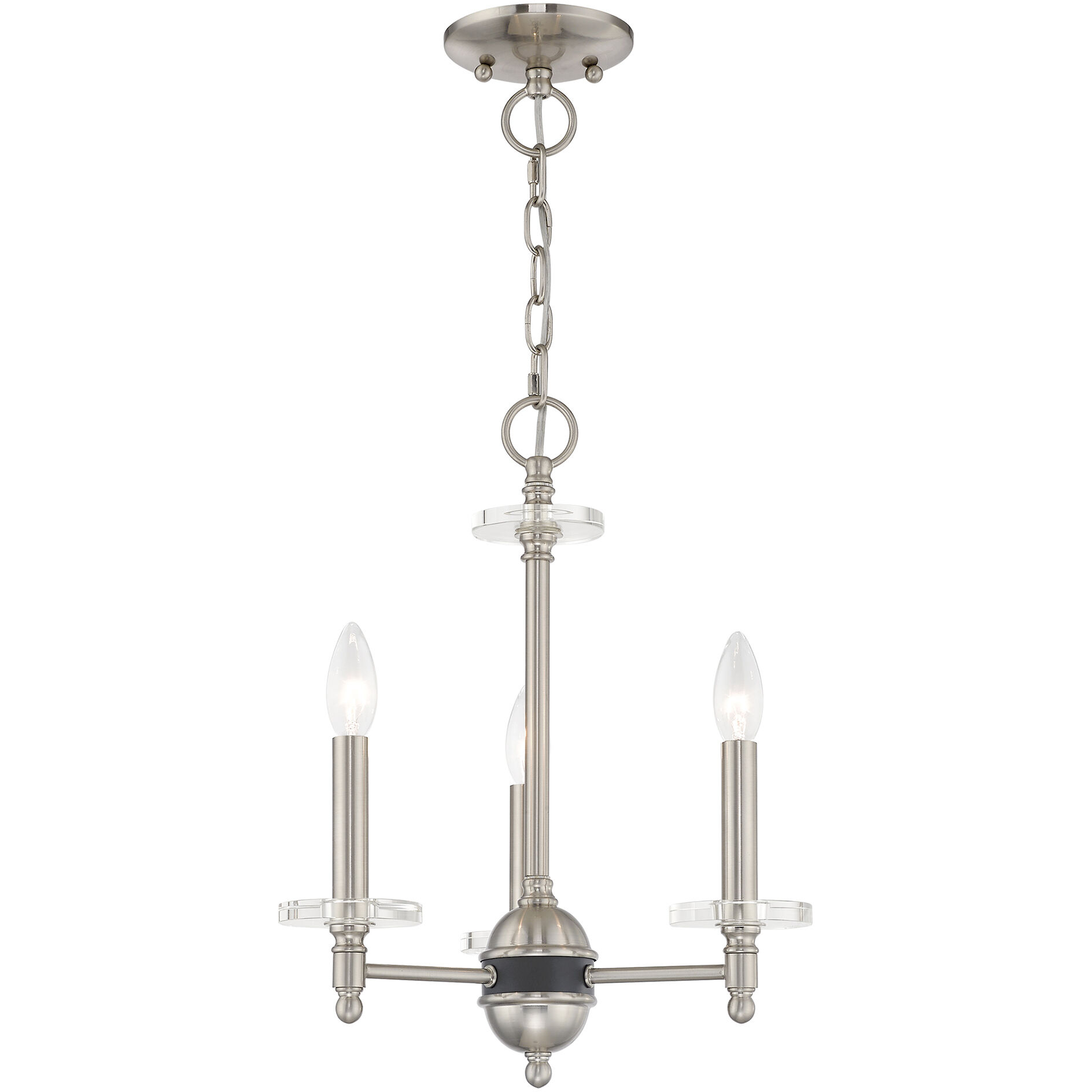 Bennington 3 Light 14 inch Brushed Nickel Mini Chandelier Ceiling Light