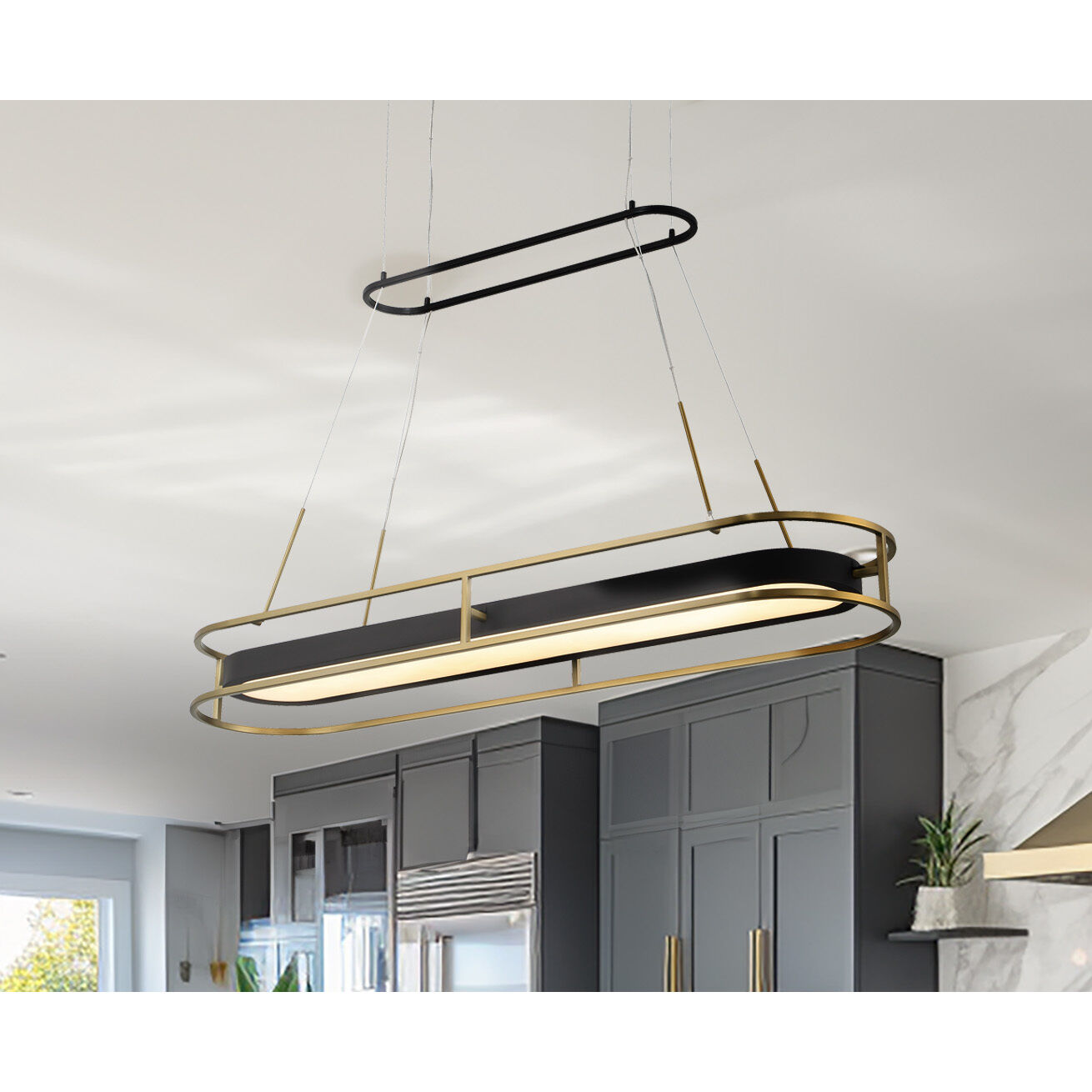 Levitation LED 40 inch Soft Brass And Sand Coal Island Light Ceiling Light