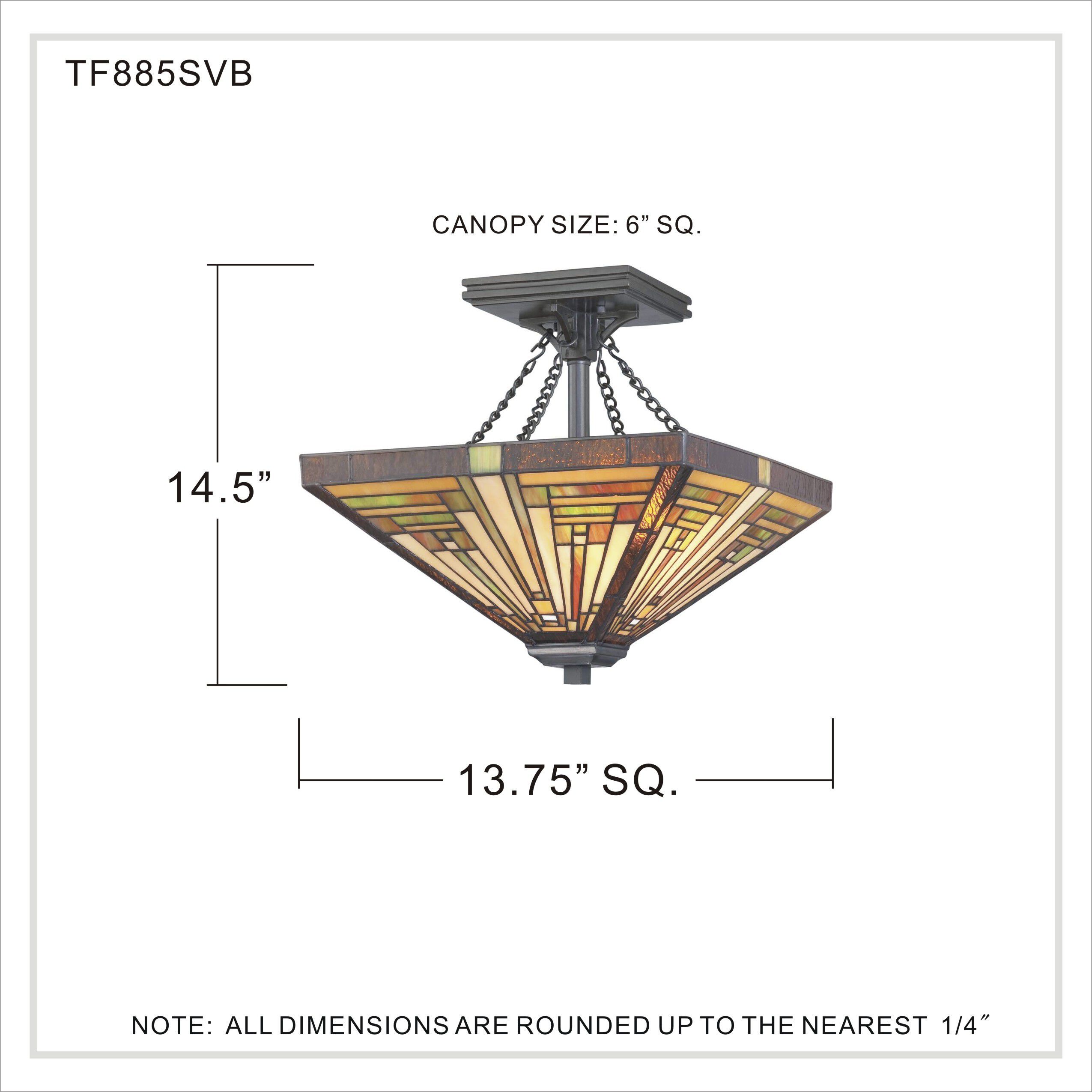 Stephen 2 Light 14 inch Vintage Bronze Semi-Flush Mount Ceiling Light, Naturals 