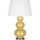 Triple Gourd 32.75 inch 150.00 watt Sunset Yellow Table Lamp Portable Light in Antique Silver