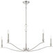 Transitional 5 Light 42 inch Polished Nickel Chandelier Ceiling Light