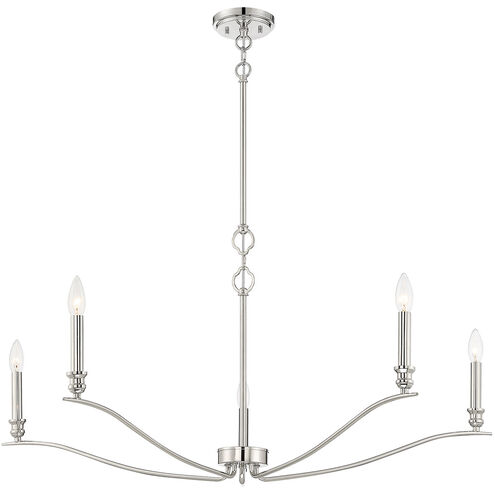 Transitional 5 Light 42 inch Polished Nickel Chandelier Ceiling Light
