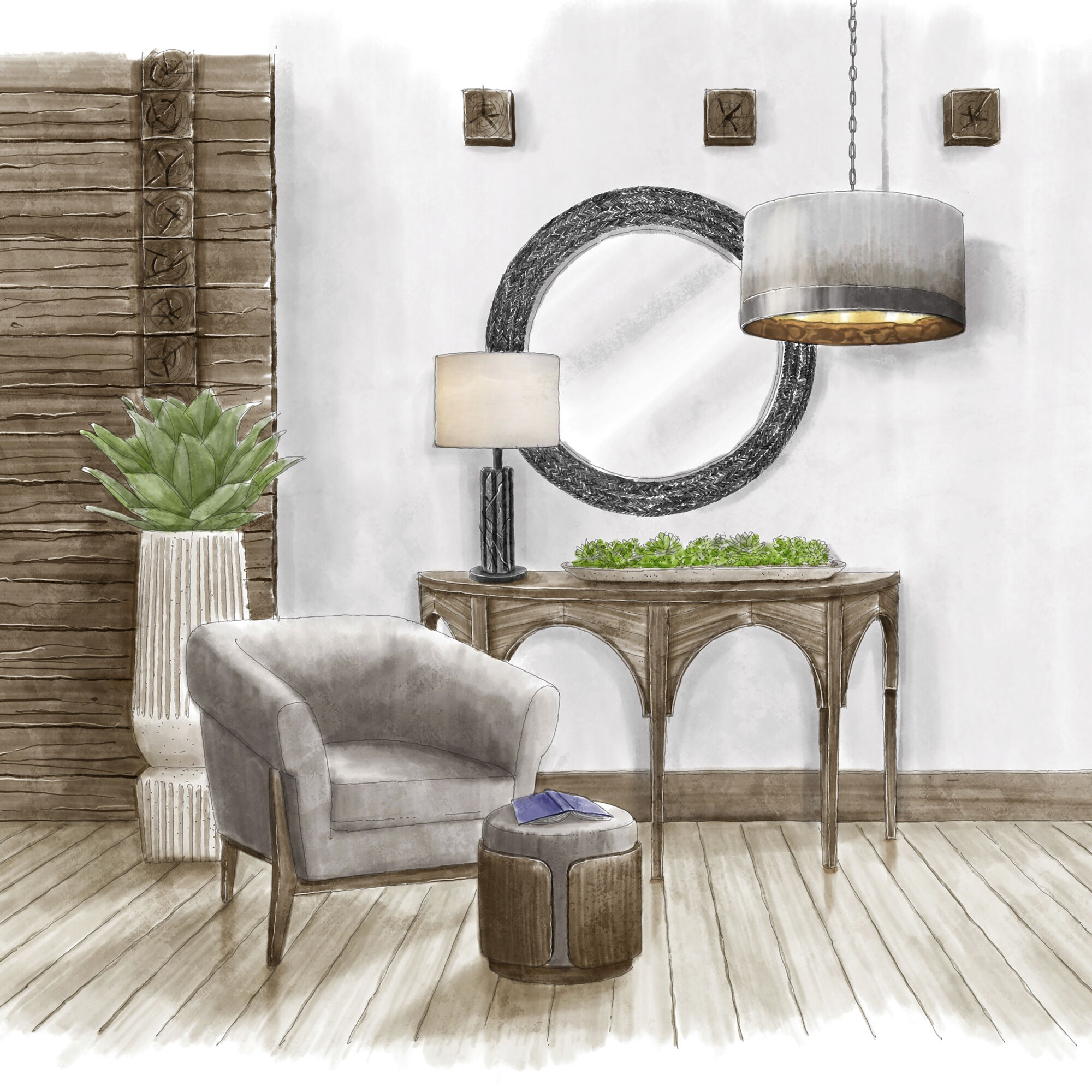 Athena 40.25 X 40.25 inch Matte Black with Black Seagrass Wall Mirror