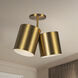 Keiko 2 Light 6 inch Brushed Gold Semi-Flush Mount Ceiling Light