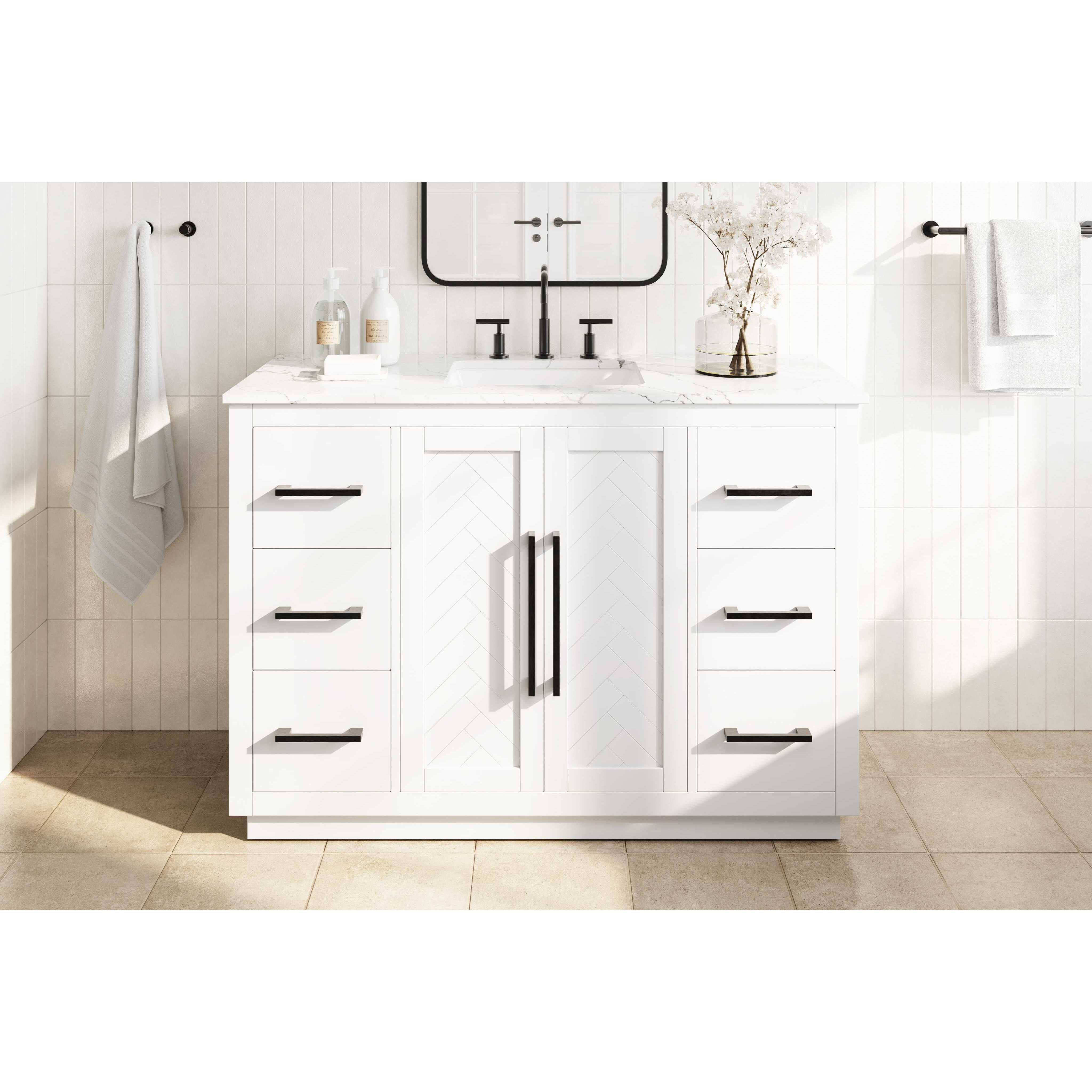 Chase 48 X 34 inch White Bathroom Vanity Cabinet
