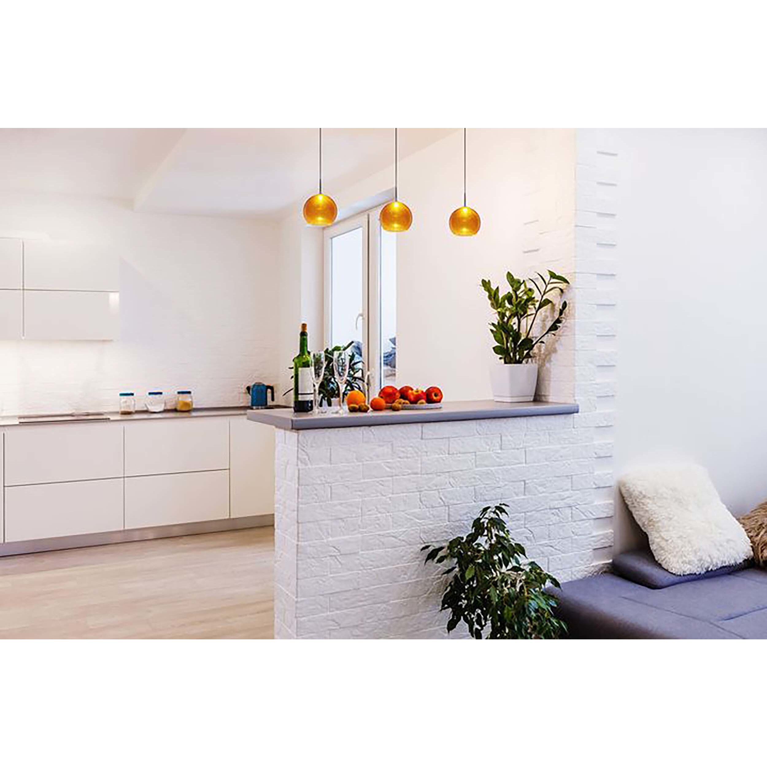 Bobo 1 Light 6 inch Matte Chrome Line Voltage Small Pendant Ceiling Light in Amber Glass